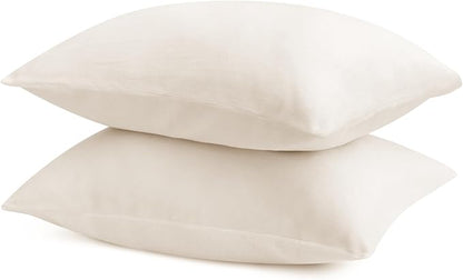 BEDELITE Flannel Pillow Cases Queen Size Set of 2, Super Soft Fleece Pillowcases with Zipper for Bedroom, Sofa, Luxury Cozy Fuzzy Velvet Pillow Shams for All Seasons(20x30 Inches, Off White)