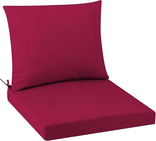 Outdoor Seat Cushion Set 19 x 19 In, Water-Resistant & Fade-Resistan, Patio Furniture Cushions with Removable Cover Deep Seat & Back Cushion with Handle and Adjustable Straps for Chair Sofa,1PC