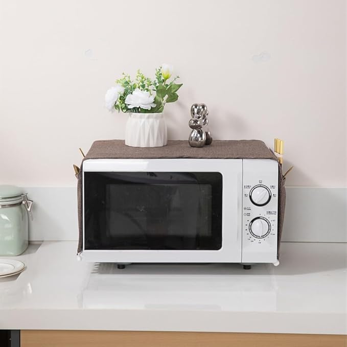 Microwave Oven Cover Dust Oil Proof Cotton Linen Waterproof Fabric Cloth Machine Protector Decorative Kitchen Appliance Cover 30 * 90cm Oven Cover Cloth Dust Cover(white)