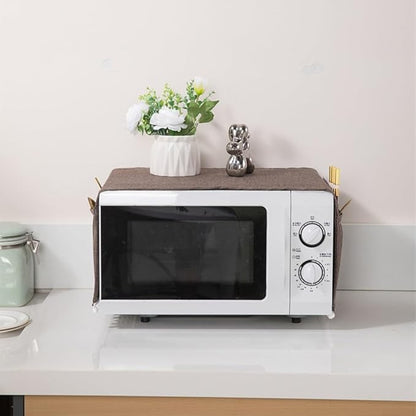 Microwave Oven Cover Dust Oil Proof Cotton Linen Waterproof Fabric Cloth Machine Protector Decorative Kitchen Appliance Cover 30 * 90cm Oven Cover Cloth Dust Cover(brown)