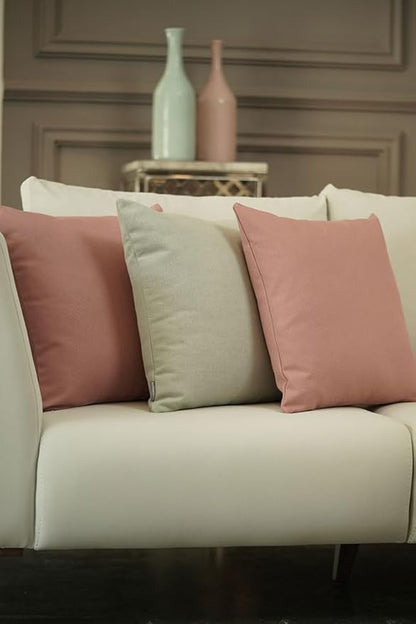 Haven & Glow Decorative Throw Pillow Cover – Square Cushion Case with Zipper | Modern Sofa, Couch & Bed Accent Pillow Covers for Living Room, Bedroom & Home Decor | 18 x 18 Inch – Deep Pink – 2 Pack