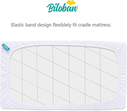 Cradle Bassinet Mattress Pad Cover, 2 Pack, for 36" × 18" Standard Cradle Mattress, Ultra Soft Microfiber Surface and Extra Waterproof Layer, Washer & Dryer Friendly