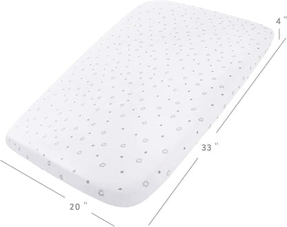 Bassinet Sheets 2 Pack-Fit for Mika Micky, RONBEI, Maydolly, INFANS, Ihoming, Pamo Babe 2in1, Cowiewie, Kinder King, Baby Delight, Koola Baby Bassinet Bedside,Ultra Soft, Grey&White Star
