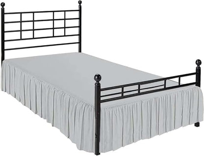 SlumberWell Full Bed Skirt with Split Corners, Soft Microfiber, 18 Inch Drop, Light Grey Solid, Elegant Ruffled Design