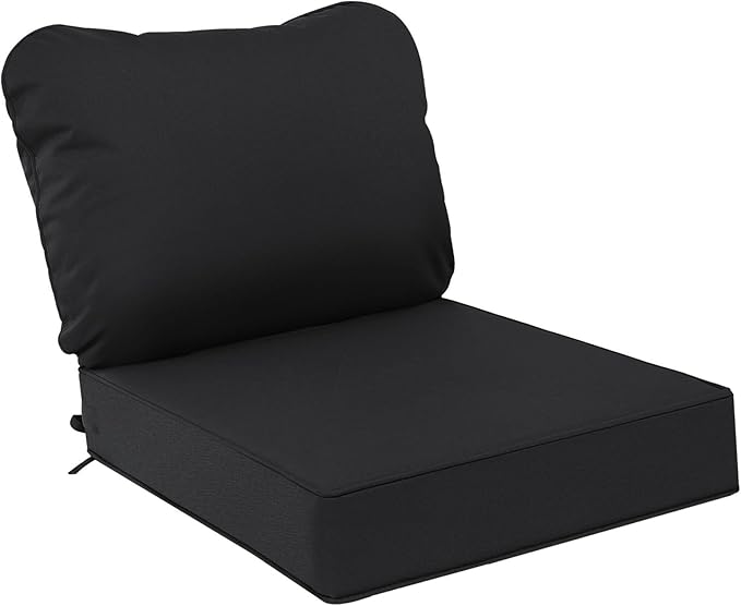 AAAAAcessories Outdoor Deep Seat Cushions, Waterproof, Fade-Resistant Patio Furniture Replacement Cushions, 24" x 24" x 5", Black