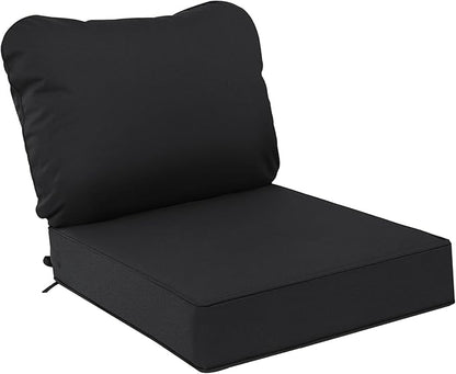 AAAAAcessories Outdoor Deep Seat Cushions, Waterproof, Fade-Resistant Patio Furniture Replacement Cushions, 24" x 24" x 5", Black