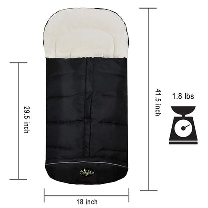 CozyMe 3 in 1 Winter Outdoor Tour Toddler Universal Stroller Sleeping Bag, Waterproof Footmuff, Length/Height/Temperature Adjustable Baby Bunting Bag, Black