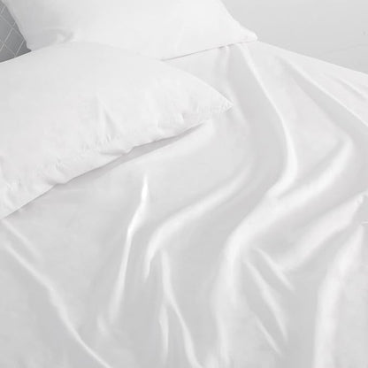 Moonsea Queen Sheet Sets Air Mattress Sheets - 3 Pieces Extra Deep Pocket Queen Sheets Sets 16 to 24 inch - Sheets with Pockets on Side - Easily Fits Extra Deep Pillow Top Air Mattress (White)