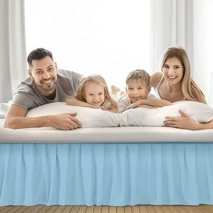 Ruffle Bed Skirt with Split Corners, Microfiber Dust Ruffled for a Perfectly Tailored Bedding Ensemble, Wrinkle and Fade Free, Easy Fit, Queen Size 12 Inch Drop, Light Blue