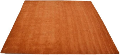 Hand Knotted Loom Wool ECO-Friendly Area Rugs - 10'x10', Square, Orange Color, Solid Plain Design, High Pile Handmade Anti Skid Area Rugs for Living Room, Bed Room (L00111)
