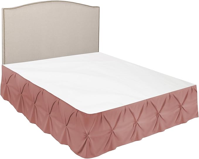 Nestl Pink Clay Bed Skirt Cal King Size, Pinch Pleat Cal King Bed Skirt, 14" Inch Drop Cal King Bedskirt, Hotel Quality Bed Skirts, Microfiber Bedskirt for Cal King Bed, Pink Clay Cal King Bed Skirt
