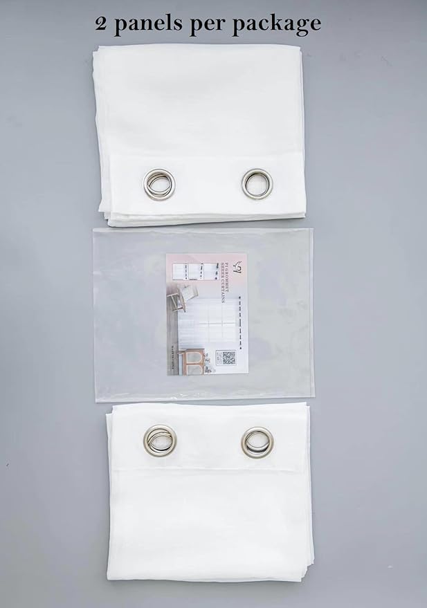 PI Beige Sheer Curtains Grommet Panels,Elegant Sheer Polyester Curtains for Patio/Sliding Door Room 2 Panels (W52 X L90, Beige) Visit The Store