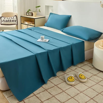 WenBags Lightweight Waterproof Flat Sheet 90 * 98 Inches King Size-Mattress Protector for Bed & Couch, Pet Hair Resistant Cover Ideal for Dogs & Cats, Perfect for Hotels & Hospitals (Blue)