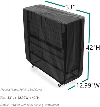 Rollaway Bed Cover, Waterproof & Dustproof Folding Bed Storage Cover, Portable Universal Fits 31-Inch Single (33''L x 12.99W x 42''H)