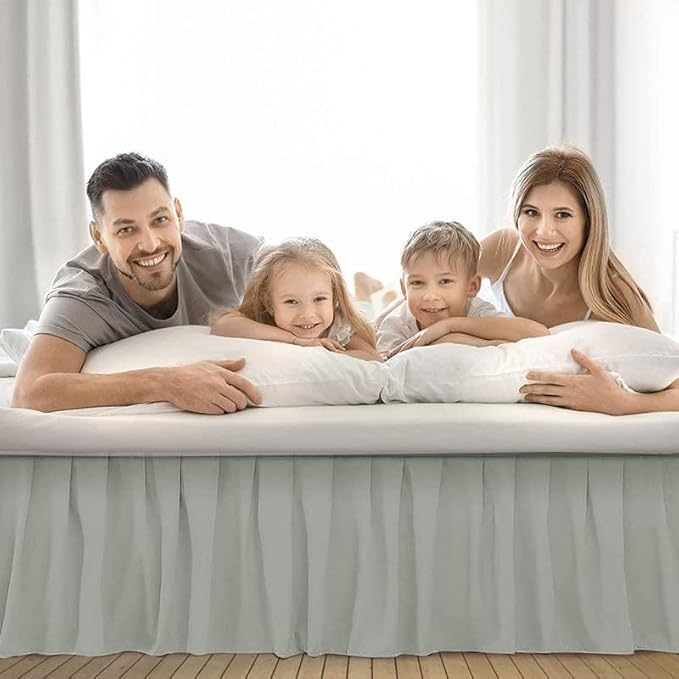 Ruffle Bed Skirt with Split Corners, Microfiber Dust Ruffled for a Perfectly Tailored Bedding Ensemble, Wrinkle and Fade Free, Easy Fit, Full Size 16 Inch Drop, Light Grey