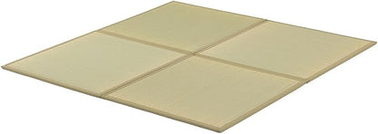 FULI Japanese Square Tatami Rug, Lightweight Igusa Mat (Japanese Rush Grass), Made in Japan (Natural, 4 Pieces)