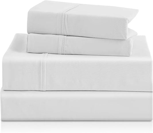 Twin XL Sheet Set - 3 Piece Silky Soft Breathable Bed Sheet & Pillowcase Set, 16" Deep Pocket Hotel Luxury Wrinkle Free Easy Care Bedding Sheets, White