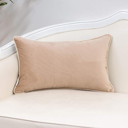 Yangest Brown Striped Throw Pillow Cover Multicolor Velvet Cushion Cover Zippered Rectangular Pillowcase for Sofa Couch Bedroom Living Room Home Decoration, 12x20 Inch