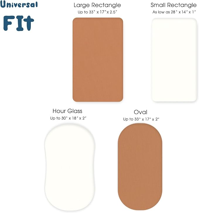 GRSSDER Stretchy Ultra Soft Fitted Bassinet Sheet 2 Pack, Universal Fit for Bassinets Baby Cradle Moses Basket Oval Rectangle Mattress Safe and Snug, Jersey Bassinet Sheets for Girls, Cream/Orange