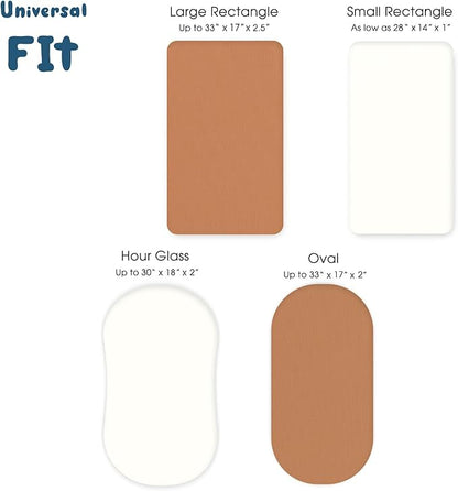 GRSSDER Stretchy Ultra Soft Fitted Bassinet Sheet 2 Pack, Universal Fit for Bassinets Baby Cradle Moses Basket Oval Rectangle Mattress Safe and Snug, Jersey Bassinet Sheets for Girls, Cream/Orange