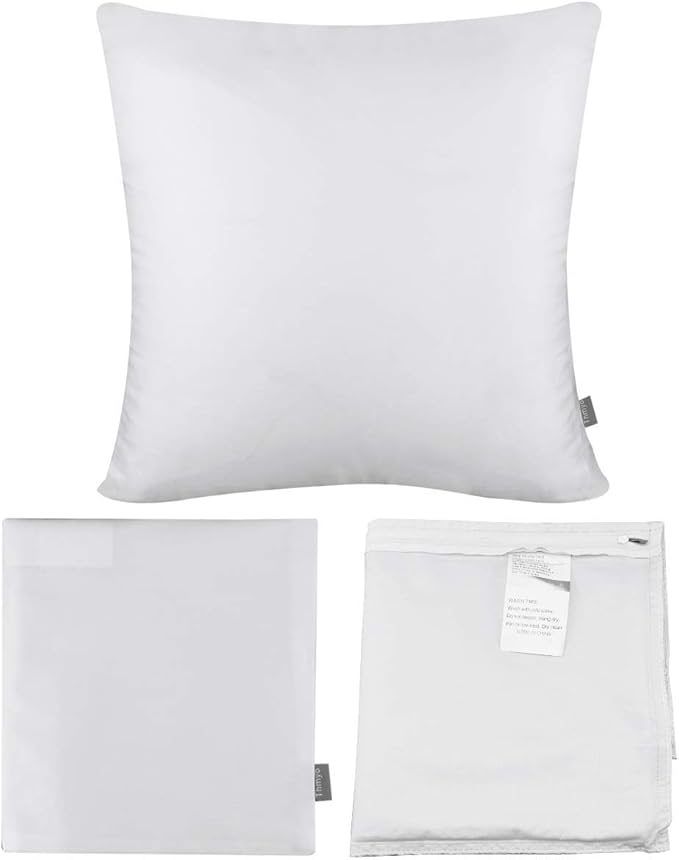 Thmyo 4-Pack 100% Cotton Comfortable Solid Decorative Throw Pillow Case Square Cushion Cover Pillowcase Sublimation Blank Pillow Covers Christmas DIY Throw Pillowcase (18x18inch/45x45cm,White)