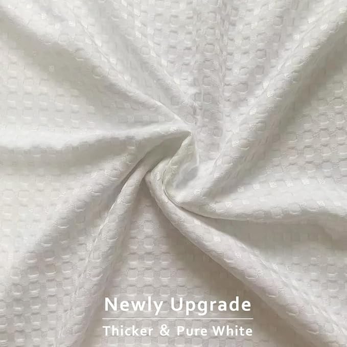 MIYE Pleated Waffle Weave Bed Skirt, Tailored Dust Ruffle 18 Inch Drop Easy Fit, Machine Washable (White,Cal King - 18" Drop)