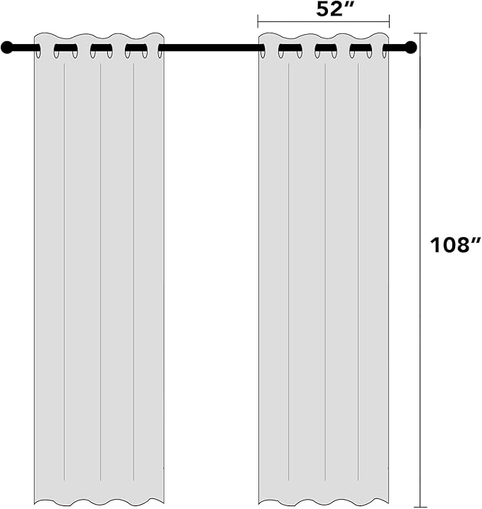 PrinceDeco 100% Blackout Curtains 108 Inches Long 2 Panels Set for Bedroom Living Room Farmhouse Style Keep Warm Large Window Draperies 108 inches Length with Thermal Insulated Liners，Bleached Sand