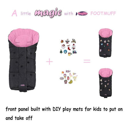 Waterproof Anti-freeze Winter Universal Stroller Footmuff,Ultra Soft Width Adjustable Designed for Toddler Groth Stroller Bunting Bag with Christmas DIY Play Sticker,6-36M
