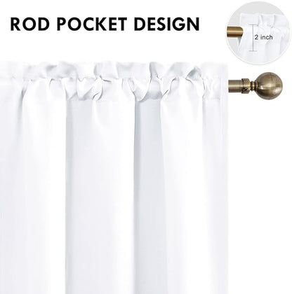 DWCN White Curtains for Living Room Thermal Insulated, 50% Light Blocking Curtains for Bedroom, Dining Room Window, W 42x L 36 Inch, Set of 2 Rod Pocket Curtain Panels