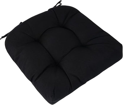 Outdoor Chair Cushions 19 x19 Inch,Water Resistant Tufted Seat Cushions 19",Reversible,Weather Resistant,Rounded Back Wicker Chair Cushion for Patio Garden Furniture(Black)