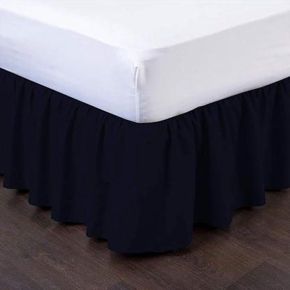Ruffled Bed Skirt (King, Navy Blue Color) 12 Inch Drop Dust Ruffle with Platform, 100% Cotton 800 Thread Count Fabric - Dust Ruffle Bedskirt for Easy Fitting and Easy Care