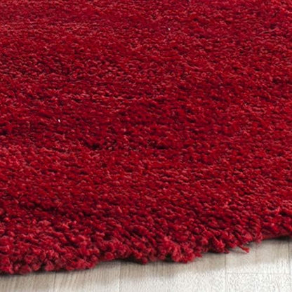 SAFAVIEH Milan Shag Collection 3' Round Red SG180 Solid Non-Shedding Living Room Bedroom Dining Room Entryway Plush 2-inch Thick Area Rug