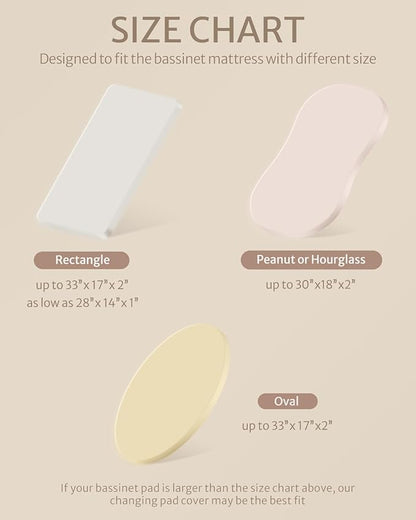 Blissful Diary Muslin Bassinet Sheets for Baby Girls Boys, Boho Soft Cotton Fitted for Oval Hourglass Rectangle Mattress, 2 Pack(Monstera&Dark Green)