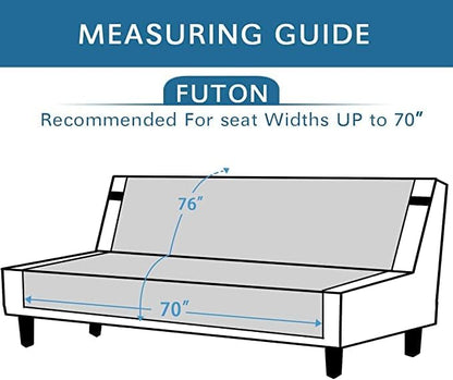 H.VERSAILTEX Reversible Futon Cover Water Repellent Armless Sofa Slipcover Washable Furniture Protector with Adjustable Elastic Strap Anti-Slip Futon Bed Cover for Dogs 70" Width Seat(Dark Blue/Beige)
