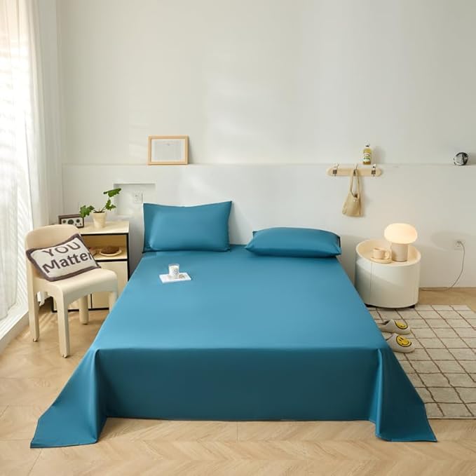 WenBags Lightweight Waterproof Flat Sheet 90 * 98 Inches King Size-Mattress Protector for Bed & Couch, Pet Hair Resistant Cover Ideal for Dogs & Cats, Perfect for Hotels & Hospitals (Blue)