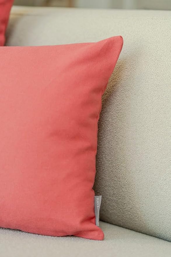 Haven & Glow Decorative Throw Pillow Cover – Square Cushion Case with Zipper | Modern Sofa, Couch & Bed Accent Pillow Covers for Living Room, Bedroom & Home Decor | 18 x 18 Inch – Hot Pink – Pack of 2