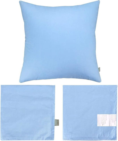 Thmyo 4-Pack 100% Cotton Comfortable Solid Decorative Throw Pillow Case, Square Cushion Cover Pillowcase Sublimation Blank Pillow Covers DIY Throw Pillowcase for Sofa(16x16 inch/ 40x40cm,Sky Blue)