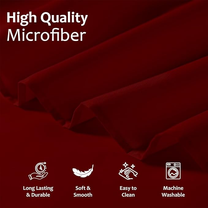 Shreem Linen Ruffled Bed Skirt with Split Corners, Gathered Style, 100% Microfiber, 8-Inch Drop, Dust Ruffle Bedskirt with Platform, Full-XXL, Burgundy