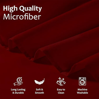 Shreem Linen Ruffled Bed Skirt with Split Corners, Gathered Style, 100% Microfiber, 12-Inch Drop, Dust Ruffle Bedskirt with Platform, Short Queen, Burgundy