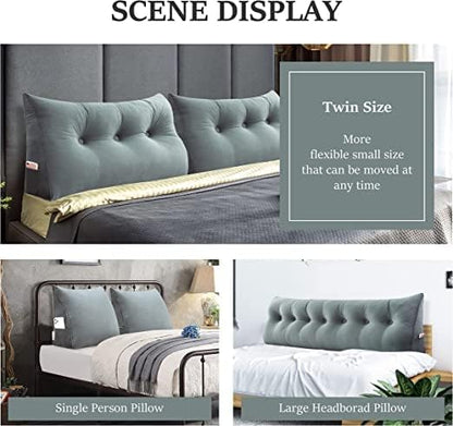 Wedge Headboard Pillow Dorm Room Reading Pillow Back Support for Sitting Up in Bed Bolster Lumbar Cushion Body Positioning Bedrest Gifts for Mom Velvet 76in Light Gray King