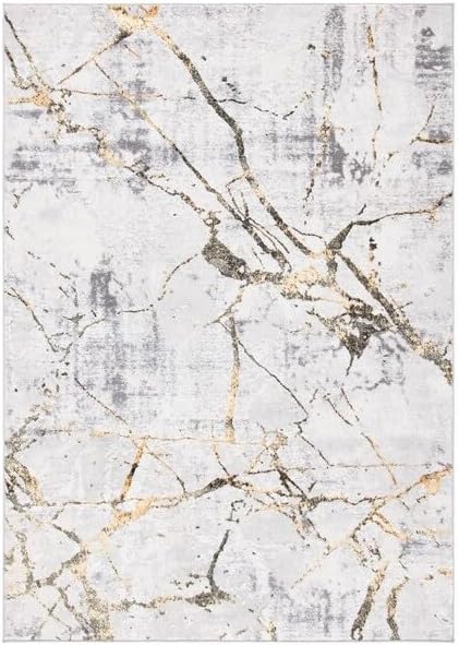 SAFAVIEH Amelia Collection Accent Rug - 2' x 4', Grey & Gold, Modern Abstract Design, Non-Shedding & Easy Care, Ideal for High Traffic Areas in Entryway, Living Room, Bedroom (ALA293G)