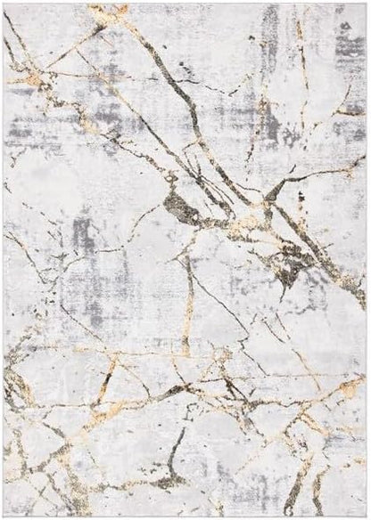 SAFAVIEH Amelia Collection Accent Rug - 2' x 4', Grey & Gold, Modern Abstract Design, Non-Shedding & Easy Care, Ideal for High Traffic Areas in Entryway, Living Room, Bedroom (ALA293G)