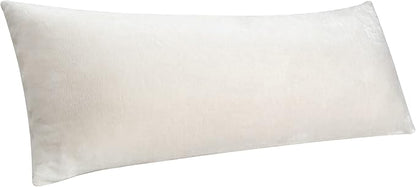 BEDELITE Body Pillow Cover with Zipper Closure, Super Soft and Cozy Fuzzy Fleece Pillowcase 20 x 54 Inches, Luxury Fluffy Plush Long Body Pillow Pillowcase for All Seasons(Off White)