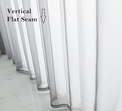 PI Short Sheer Curtains 45 inches Long with Grommet,Casual Voile Sheer Window Treatment for Study/Office 2 Panels (W52 X L45, Dark Grey)