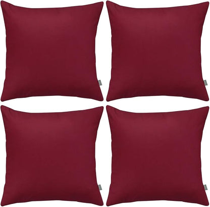 4-Pack 100% Cotton Comfortable Solid Decorative Throw Pillow Case Square Cushion Cover Pillowcase Sublimation Blank Pillow Covers(Cover Only,No Insert)(16x16 inch/ 40x40cm, Wine red)