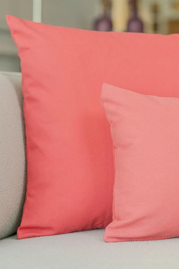 Haven & Glow Decorative Throw Pillow Cover – Square Cushion Case with Zipper | Modern Sofa, Couch & Bed Accent Pillow Covers for Living Room, Bedroom & Home Decor | 18 x 18 Inch – Hot Pink – Pack of 2