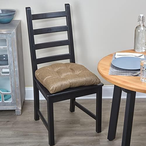 Klear Vu Gripper Overstuffed Universal Non-Slip Dining Chair Cushions for Kitchen Decor or Office Use, U-Shaped Skid-Proof Seat Pad, 17x17 Inches, 2 Count (Pack of 1), Solid Gold