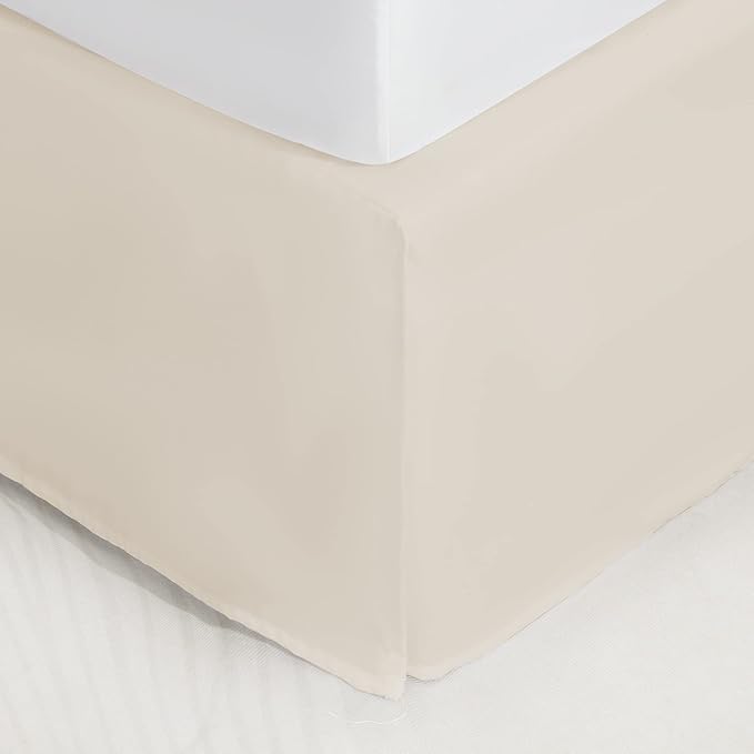 SONIVE Full Bed Skirt,15" Drop Pleated Dust Ruffle,Classic Tailored Easy Fit Brushed Microfiber Skirts Hotel Quality Shrinkage & Fade Resistant Beige