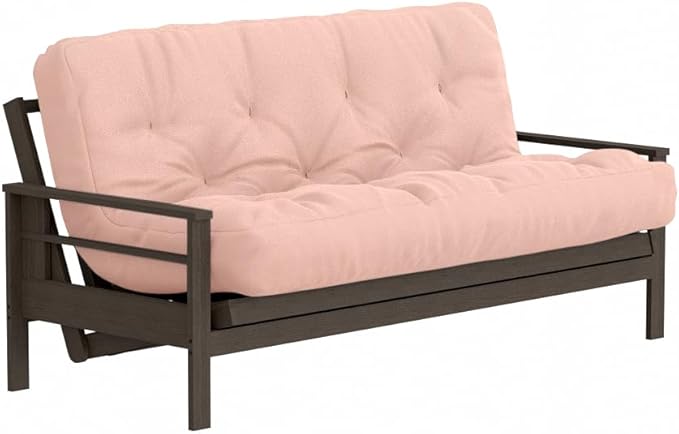 Royal Sleep Products by The Futon Factory 6 inch Foam Futon Mattress - Solid Blush Pink Cover - Queen Size - CertiPUR Certified Foams - Made in USA - Replacement Mattress - (Frame not Included)