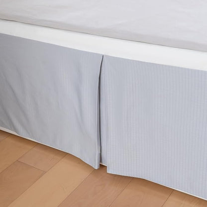 Queen Bed Skirt, Grid Plaid Soft Quadruple Pleated Ruffle Bed Skirt, Tailored Dust Ruffle 14 Inch Drop Easy Fit, Machine Washable (Silver Grey)
